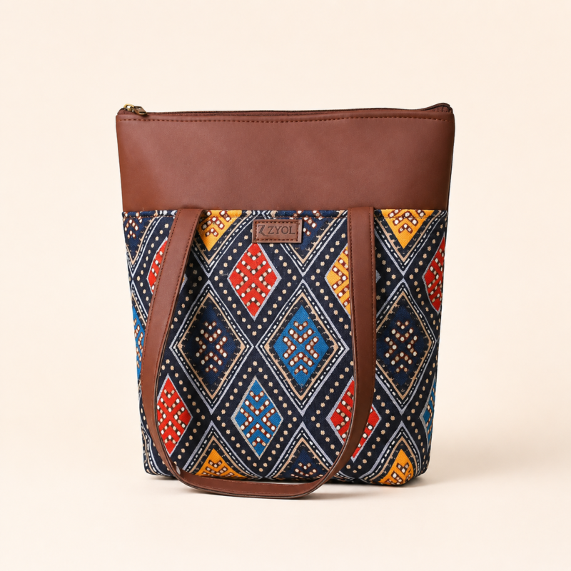 ChatGPT Image Jul 30, 2026, 08_22_43 PM Utsav Bandhani Indigo Print Tote Bag