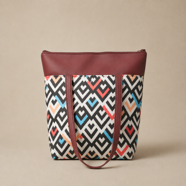 Utsav Chevron Geometric Print Tote Bag