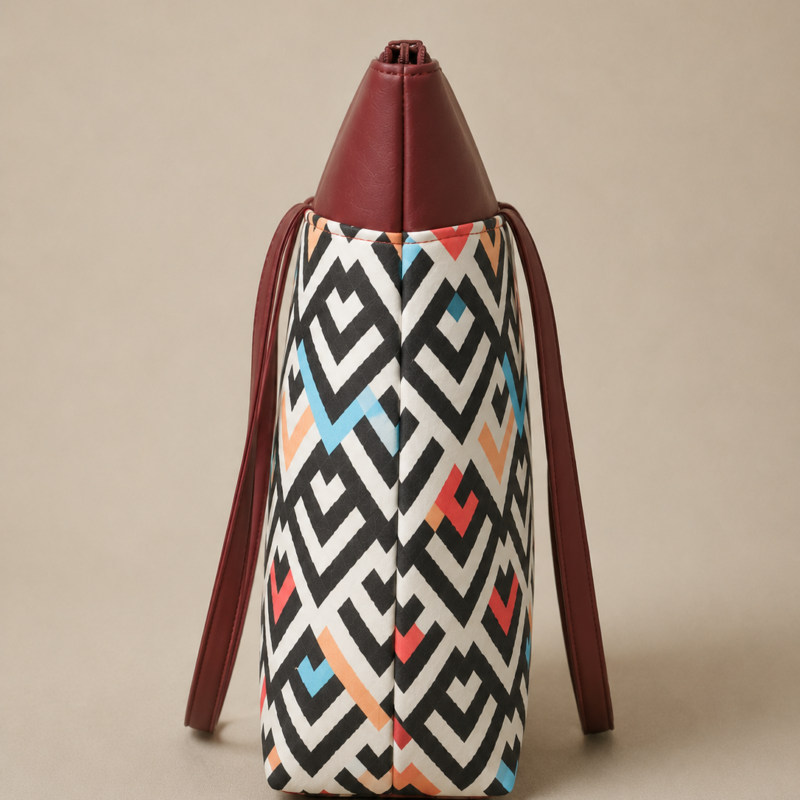 Utsav Chevron Geometric Print Tote Bag