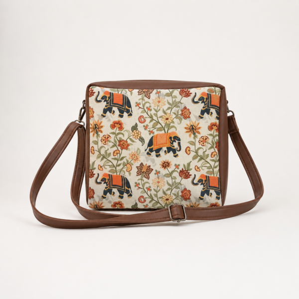 Saara Royal Elephant Floral motif Sling Bag