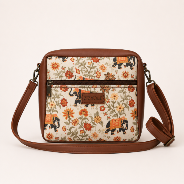 Saara Royal Elephant Floral motif Sling Bag