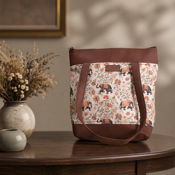 ChatGPT Image May 11, 2026, 06_02_21 PM Zari Royal Elephant Floral motif Tote Bag