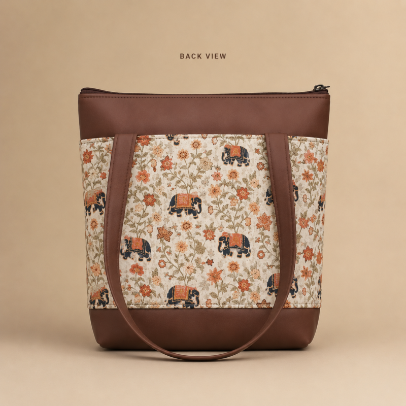 ChatGPT Image May 11, 2026, 06_07_18 PM Zari Royal Elephant Floral motif Tote Bag
