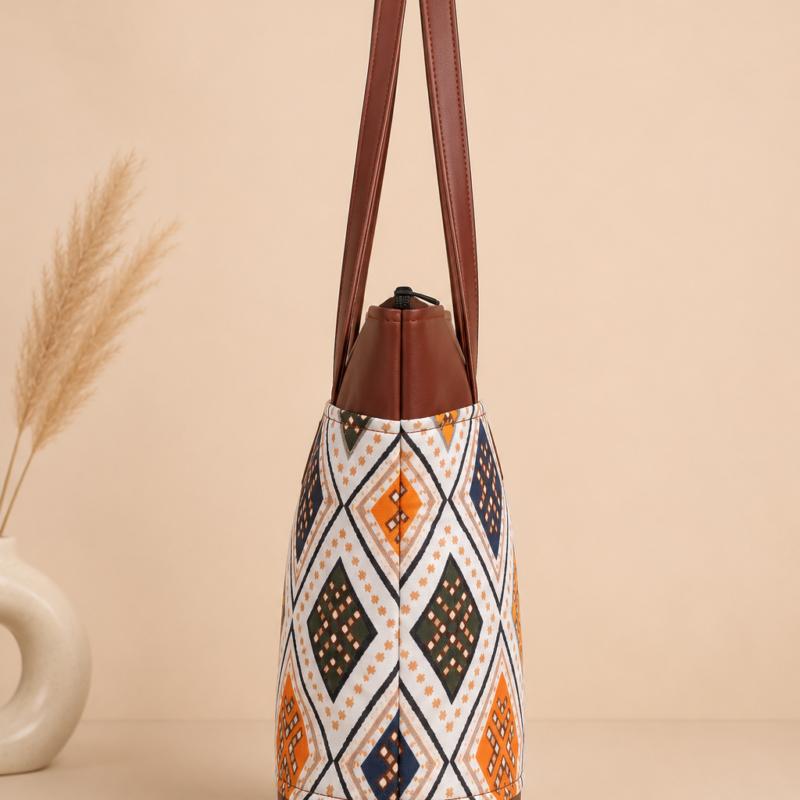 ChatGPT Image May 11, 2026, 09_19_23 PM ZARI Tote & RIVA Sling Bag Combo – Bandhani Ivory print
