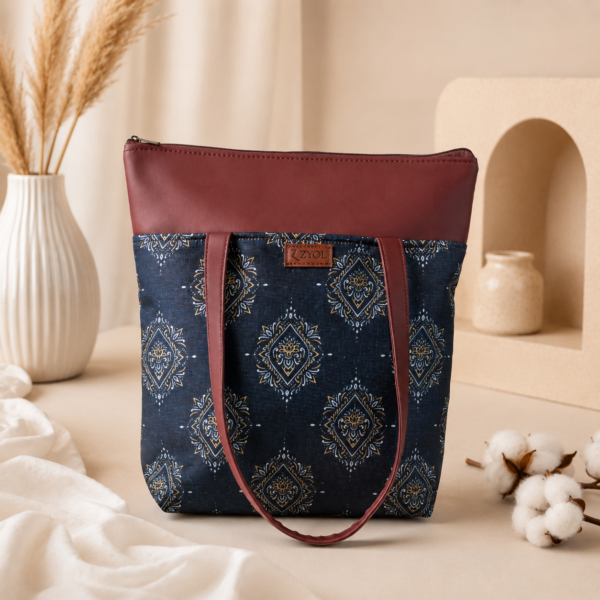 Utsav Medallion Diamond Print Tote Bag 1 Utsav Medallion Diamond Print Tote Bag
