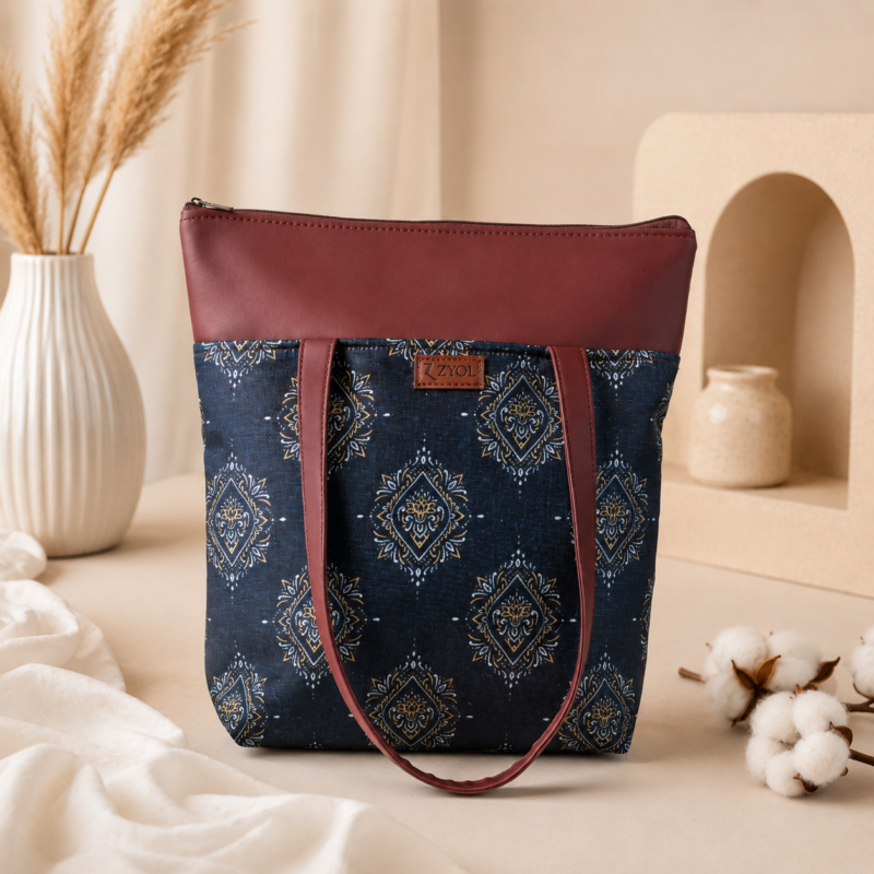 Utsav Medallion Diamond Print Tote Bag 2 Utsav Medallion Diamond Print Tote Bag