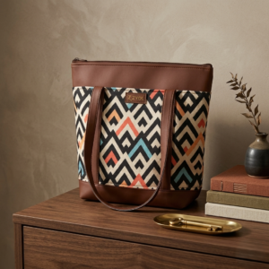 Zari Chevron Geometric Print Tote Bag