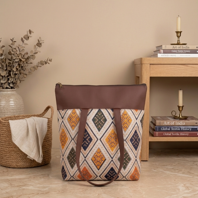 Gemini_Generated_Image_5iu1lt5iu1lt5iu1 Utsav Bandhani Ivory print Tote Bag