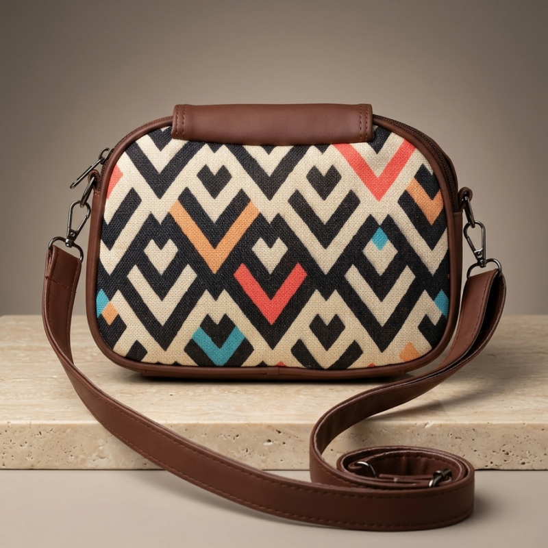 Riva Chevron Geometric Print Sling Bag