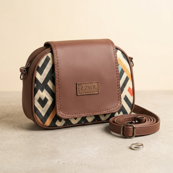 Riva Chevron Geometric Print Sling Bag