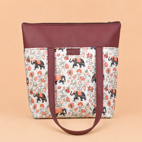 IMG_9970 Utsav Royal Elephant Floral motif Tote Bag