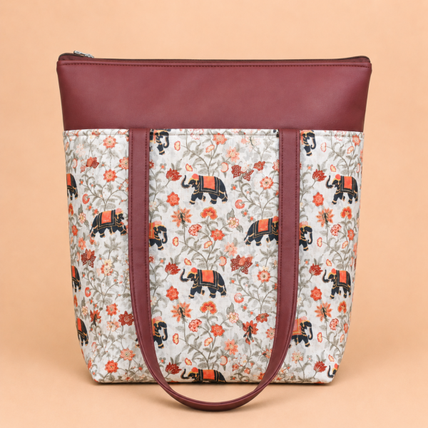 IMG_9976 Utsav Royal Elephant Floral motif Tote Bag