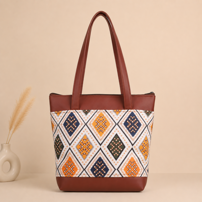 Zari Bandhani Ivory Print Tote Bag