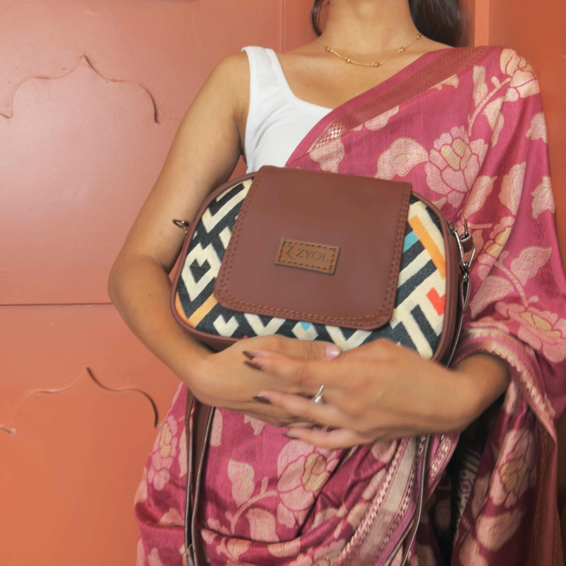 Riva Chevron Geometric Print Sling Bag