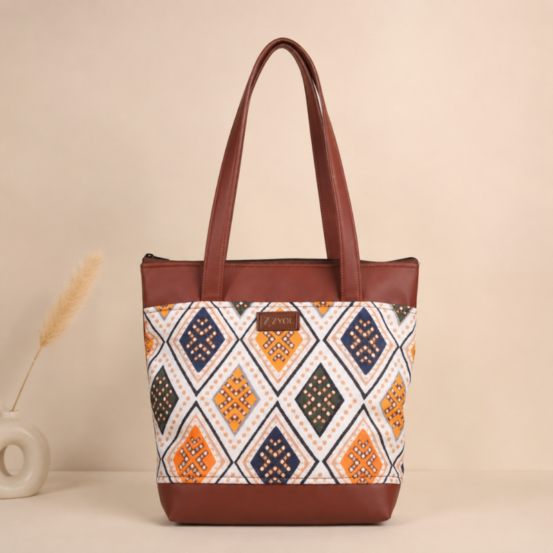 Zari Bandhani Ivory Print Tote Bag