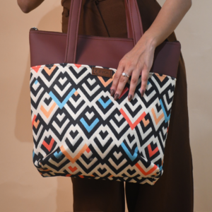 Utsav Chevron Geometric Print Tote Bag