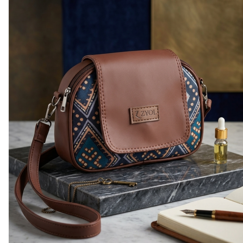 Riva Bandhani indigo Print Sling Bag
