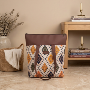 Untitled design (55) Utsav Bandhani Ivory print Tote Bag