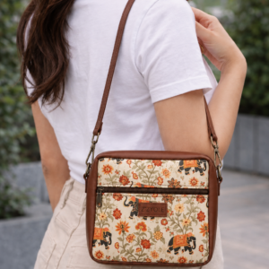 d42c7de8-1e56-411d-99d7-e271c759c78e Saara Royal Elephant Floral motif Sling Bag