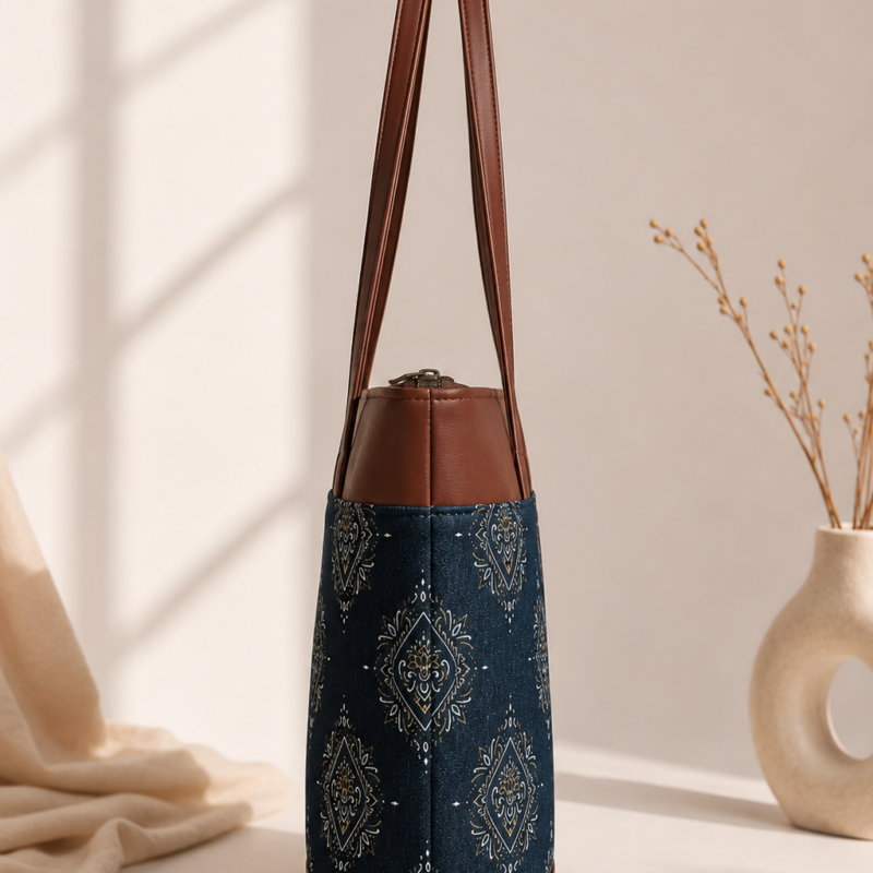 ChatGPT Image May 23, 2026, 08_57_18 PM ZARI Tote & GULNAAR Sling Bag Combo – Medallion Diamond Motif