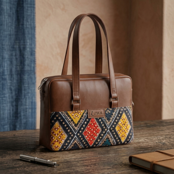 Gemini_Generated_Image_32zn6332zn6332zn Zavira Bandhani Indigo Print Satchel Bag