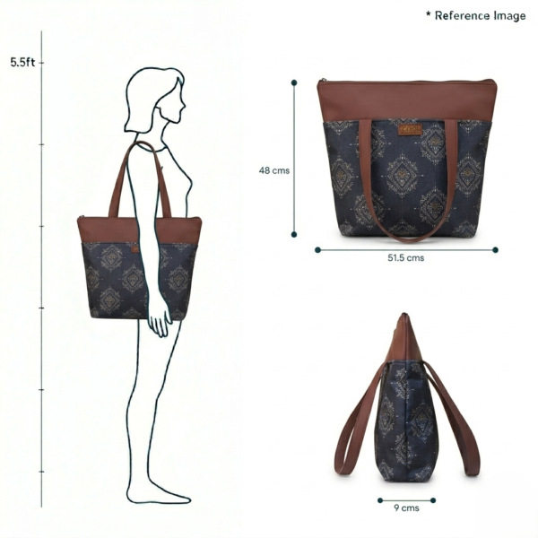 Utsav Chevron Geometric Print Tote Bag