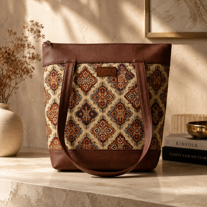 Zari Tote Bag Zari Rajwaadi angan Print Tote Bag