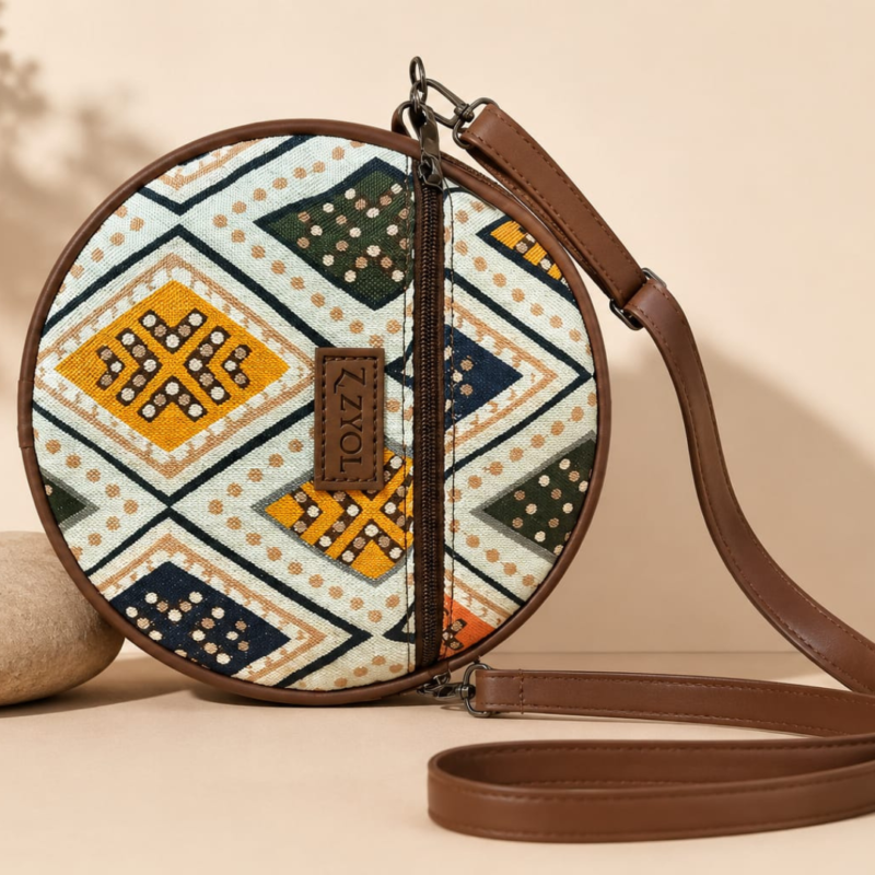 Untitled design (32) Gulnaar Bandhani Ivory Sling bag