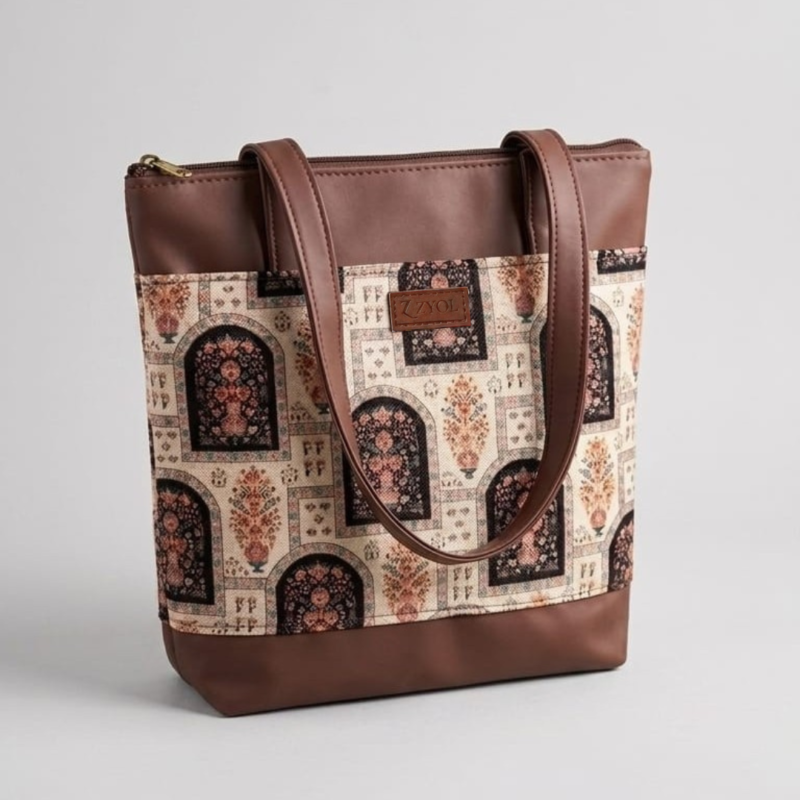 Untitled design (37) Zari Mughal Floral Print Tote Bag