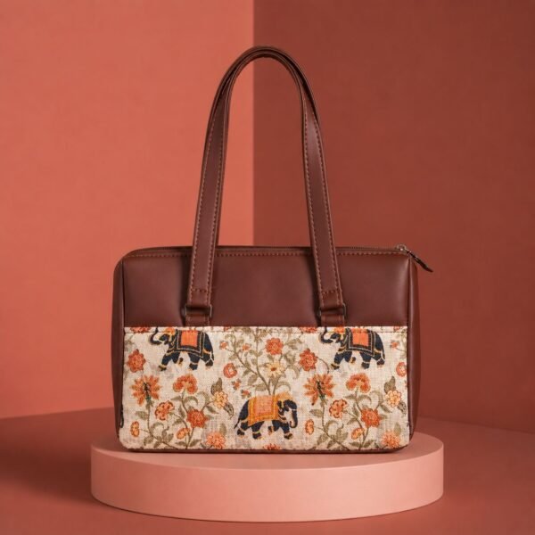 Zavira Royal Elephant motif print Satchel Bag