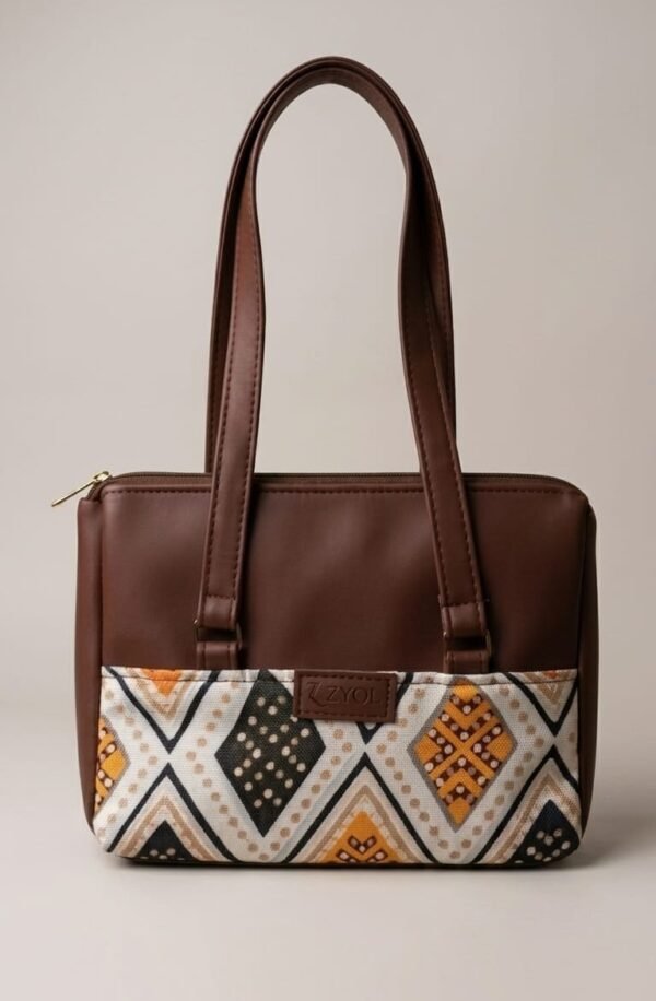 Zavira Bandhani Ivory Print Satchel Bag