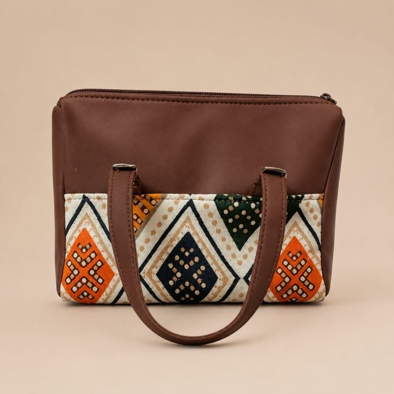 Zavira Bandhani Ivory Print Satchel Bag