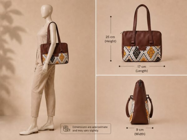 Zavira Bandhani Ivory Print Satchel Bag