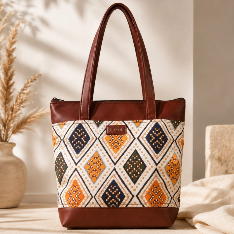 Zari Bandhani Ivory Print Tote Bag