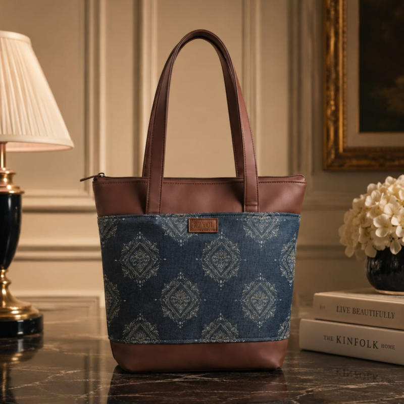 Untitled design (45) Zari Medallion Diamond Motif Tote Bag