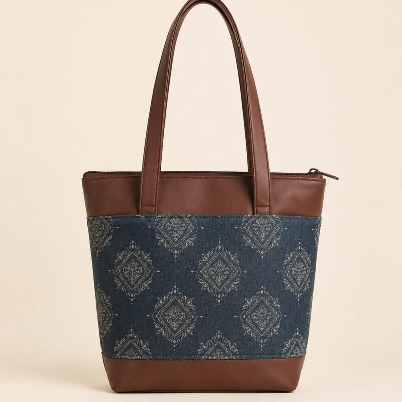WhatsApp Image 2026-06-10 at 7.58.37 PM (1) ZARI Tote & GULNAAR Sling Bag Combo – Medallion Diamond Motif