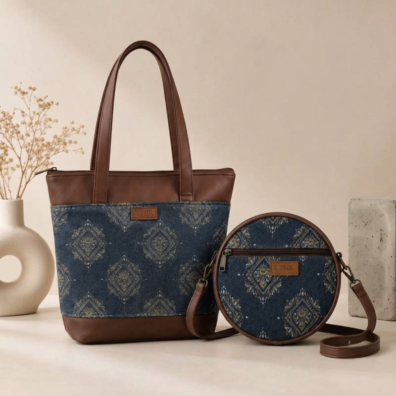 IMG_4254-Photoroom ZARI Tote & GULNAAR Sling Bag Combo – Medallion Diamond Motif