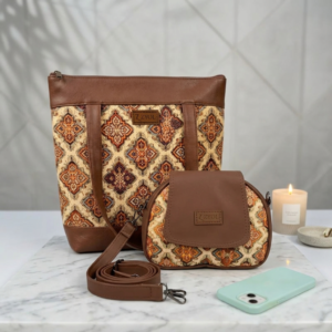 ZARI Tote & RIVA Sling Bag Combo –  Rajwadi angan Print