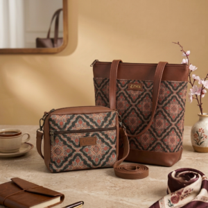 Gemini_Generated_Image_ibu0rvibu0rvibu0 ZARI Tote & SAARA Sling Bag Combo – Ajrak Print