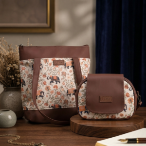 Untitled - May 12, 2026 at 16.13.59 (3) ZARI Tote & RIVA Sling Bag Combo – Royal Elephant Garden Print