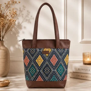 Zari Bandhani Indigo print Tote bag